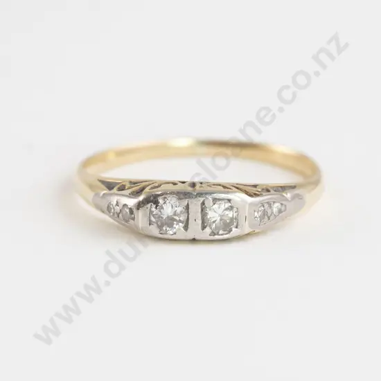 14ct Two Stone Diamond Bridge Ring