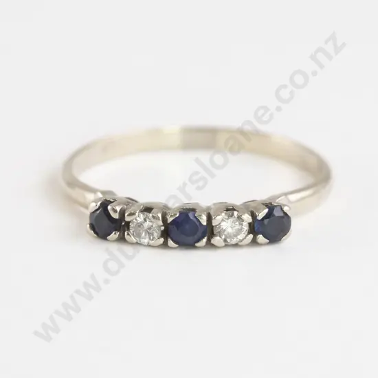 14ct Five Stone Sapphire and Diamond Bridge Ring