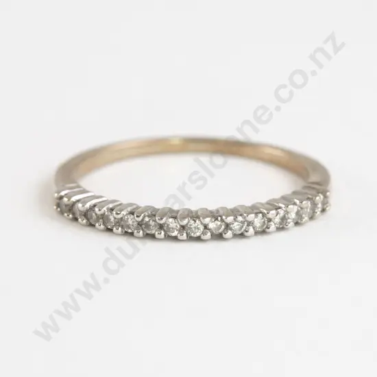 9ct White Gold 15stone Diamond Fine Band Ring