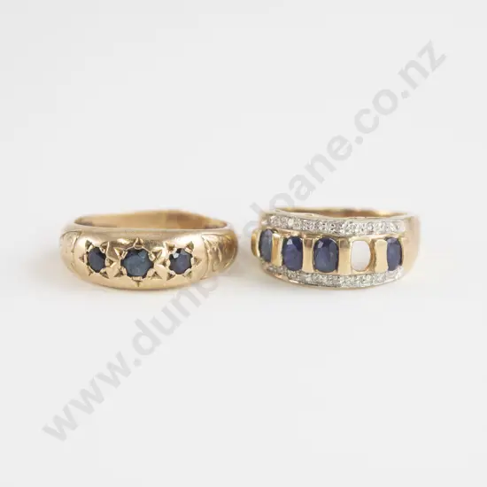 Two 9ct Sapphire Band Rings