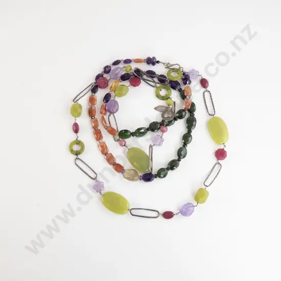 Monica Vinager S/S and Gemstone Modern Design Necklace and single strand gem stone necklace 97cm