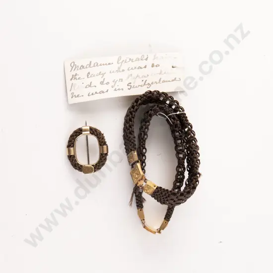 Pair Vict Hair Plait Bracelets and Brooch