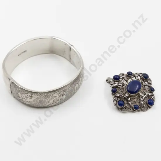 S/S and Lapis Gothic Design Brooch/Pendant