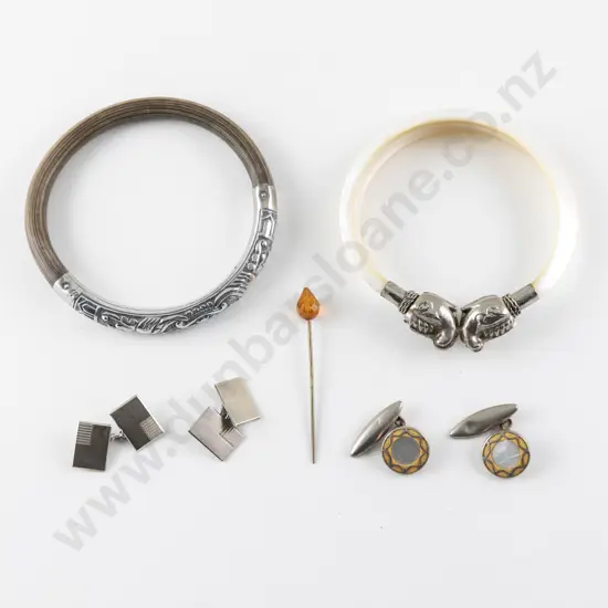 Two Silver Asian Design Bangle