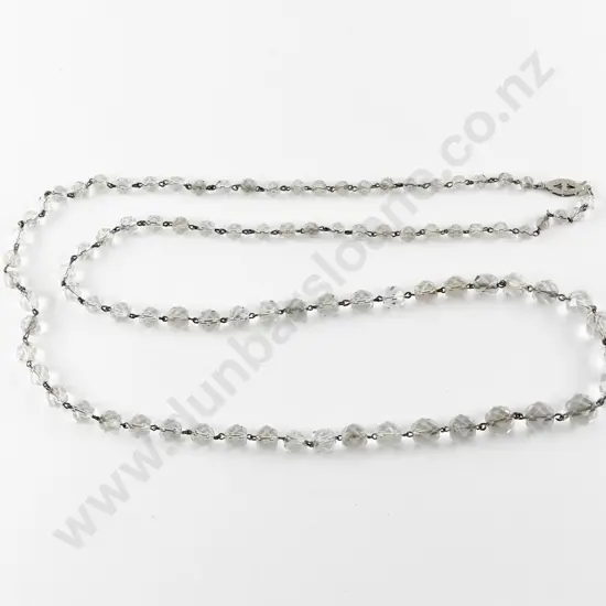 Edwardian Single Strand Graduated Metal Linked Crystal Bead Necklace