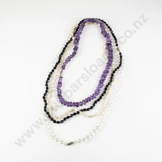 Single Strand Graduated Polished Nugget Amethyst Bead Necklace