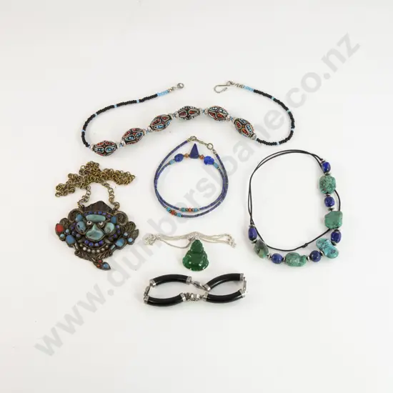 Four Asian Ethnic Design Necklaces with Buddha Pendant and Bracelet