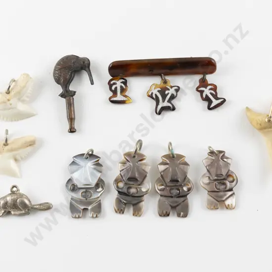 Gold Mounted Shark Tooth Pendant with Assorted