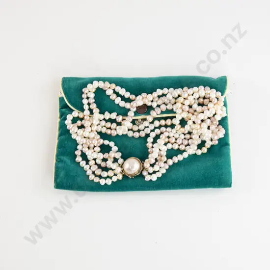 Five Strand Natural Mixed Colour Fresh Water Pearl Necklace