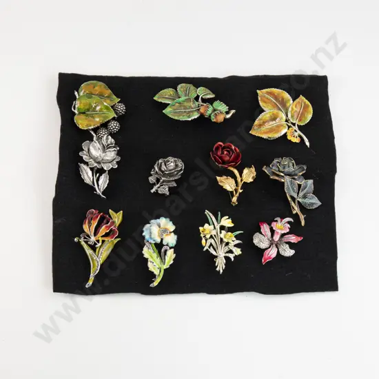 Collection of Assorted Flower Brooches