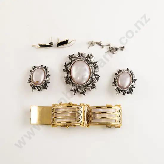 Mid C20th Matching Brooch and Earrings with bracelet and earrings