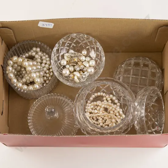 Three Crystal and Glass Powder Bowls