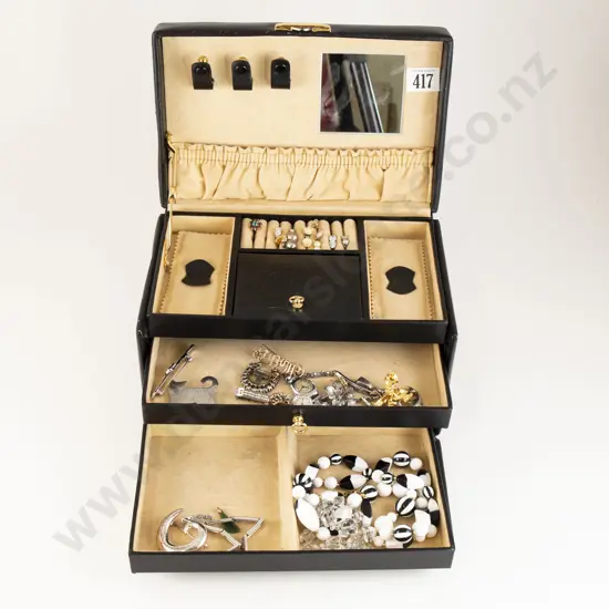 Jewellery Box and Small Qty Costume Jewellery and Pierced Earrings