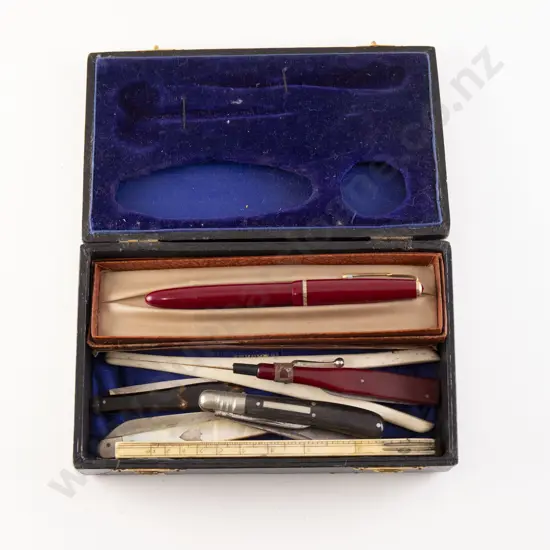 Collection of Pocket Knives together with Ivory Rule