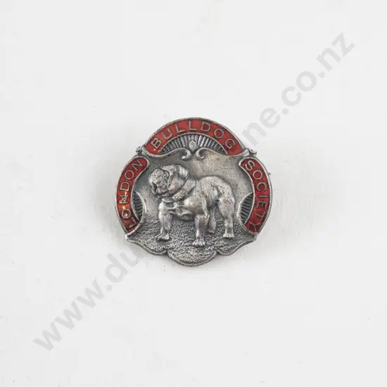 White Metal and Enamel Bulldog Brooch