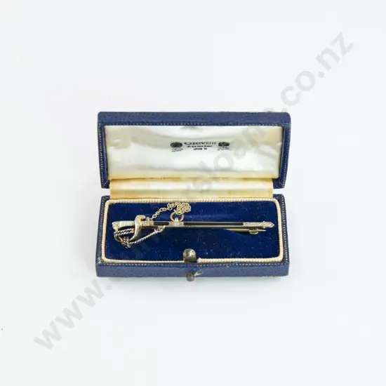 Royal Navy Officer's Sword S/S Gilt and Enamel Sweetheart Brooch