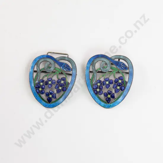 Art Nouveau Enamel 2pce Belt Buckle