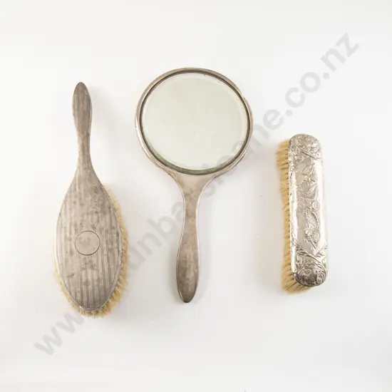 S/S Dressing Table Vanity Hand Mirror matching Brush