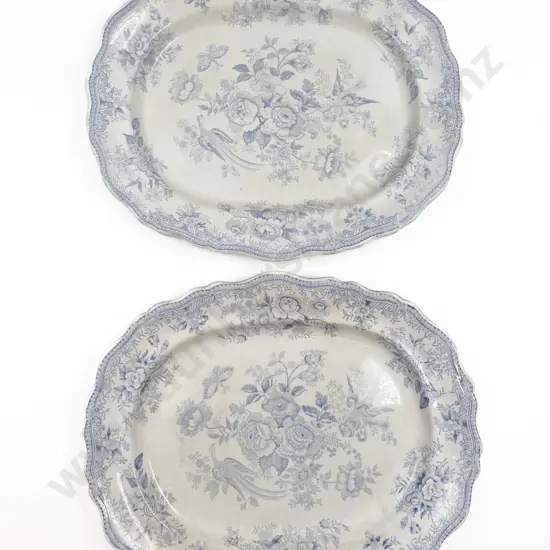 Pair of Victorian Blue and White Ashets