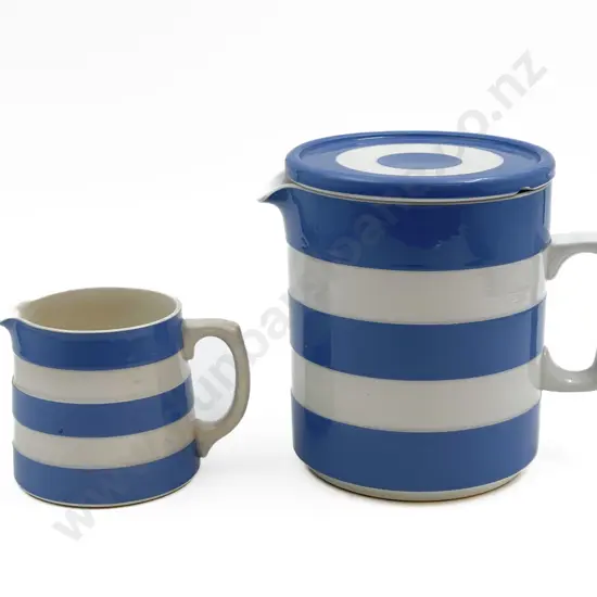 Cornishware Lidded Jug Together with Smaller