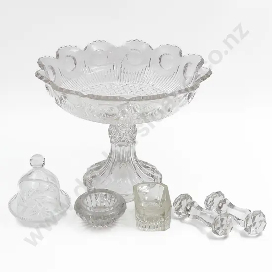Pressed Glass Comport and Assorted