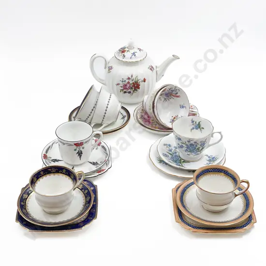 Quantity of Assorted Fancy China Trios etc Together with Royal Worcester Teapot