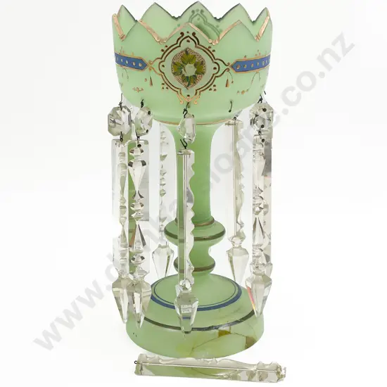 Victorian Green Glass Lustre
