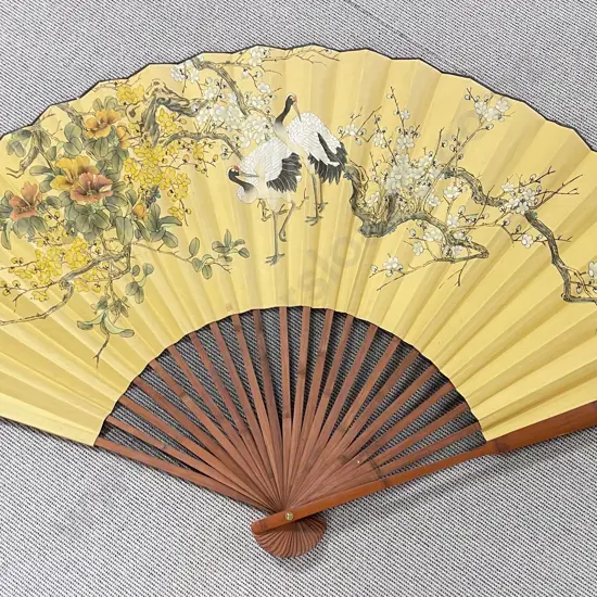 Large Hand Painted Decorative Fan