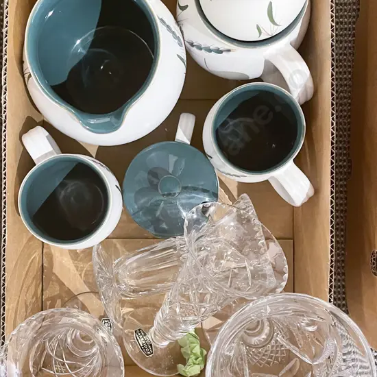 Quantity of Assorted Crystal Vases and Assorted Denby