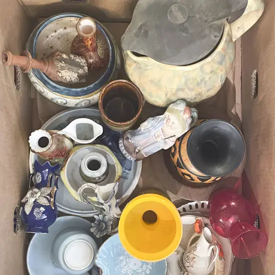 Box of Assorted China and Ornaments etc