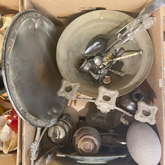 Box of Assorted Metalware