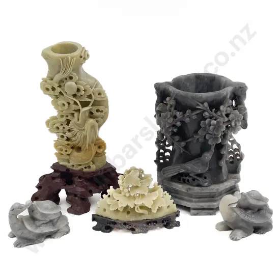 Five Assorted Soapstone Ornaments