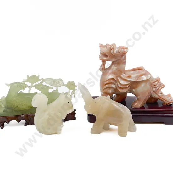 Four Assorted Soapstone Animal Ornaments