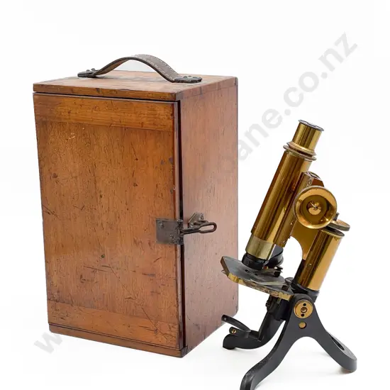 Cased Vintage Brass Microscope
