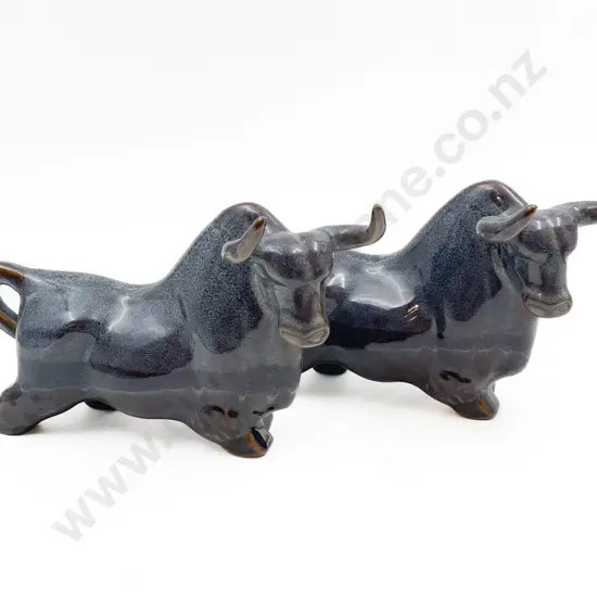 Pair of Glazed Bull Ornaments
