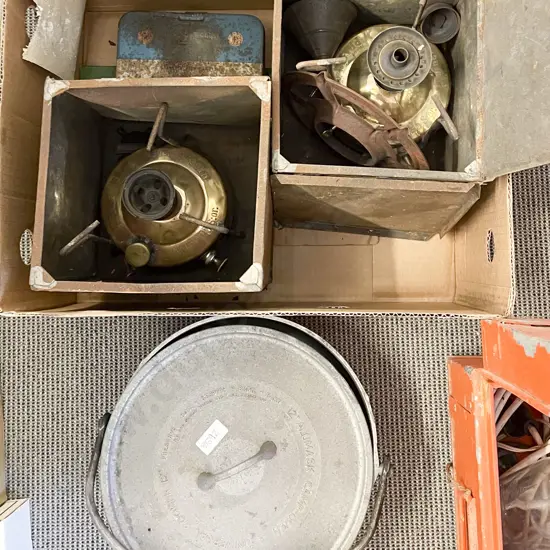 Pair of Vintage Gas Cookers Together with Large Pot etc