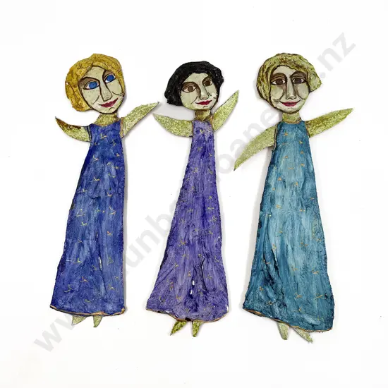 Three Morgaine Wakelin Mixed Media Wall Hangings