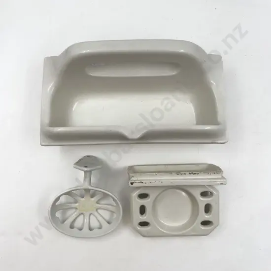 Vintage Ceramic Bath Caddie Together with Soap Holder and Toothbrush Holder