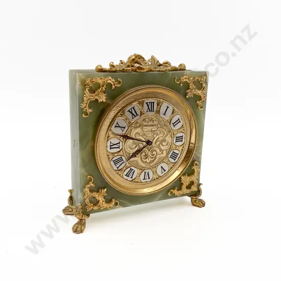 Gilt Metal and Hardstone Decorative Clock