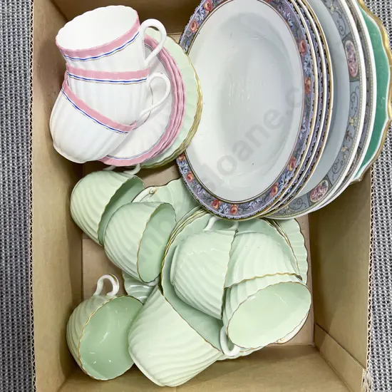 Box of Assorted Fancy China Including Minton Part Tea Set