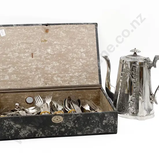 Quantity of Assorted Bone Handled and Other Cutlery Together with Plated Teapot