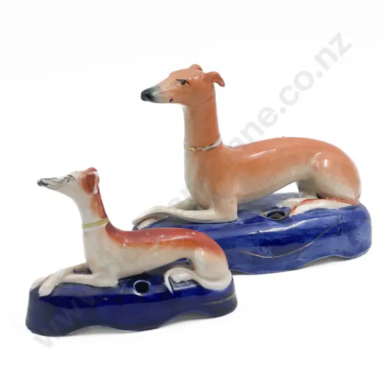 Two Staffordshire Greyhound Pen Holders