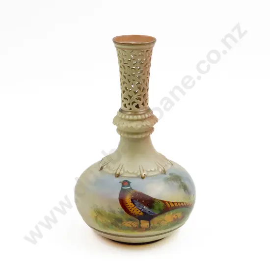 Worcester Hand Painted Vase Signed E. Blake