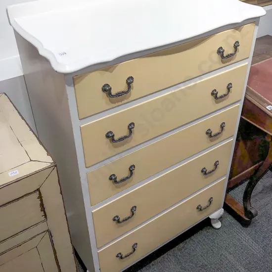 Painted Five Drawer Chest of Drawers