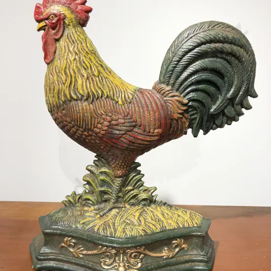 Wrought Metal Rooster Form Doorstop