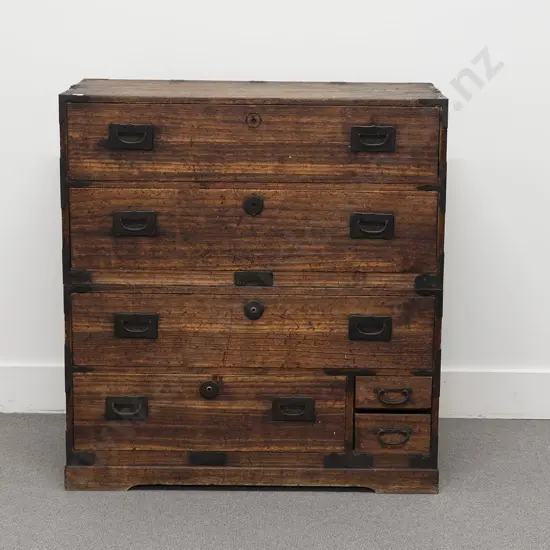 Japanese Late Meiji Period Zelkova Isho-Dansu (Clothing Chest)