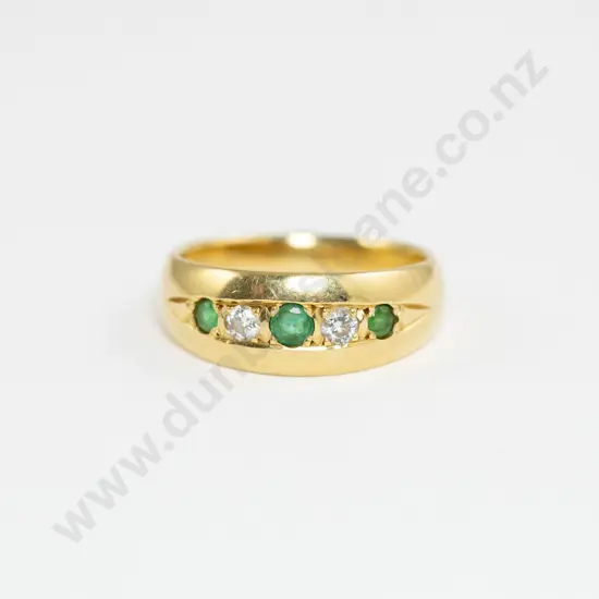 18ct Five Stone Emerald and Diamond Band Ring
