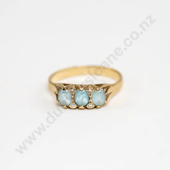 9ct Seven Stone Topaz and Diamond Bridge Ring