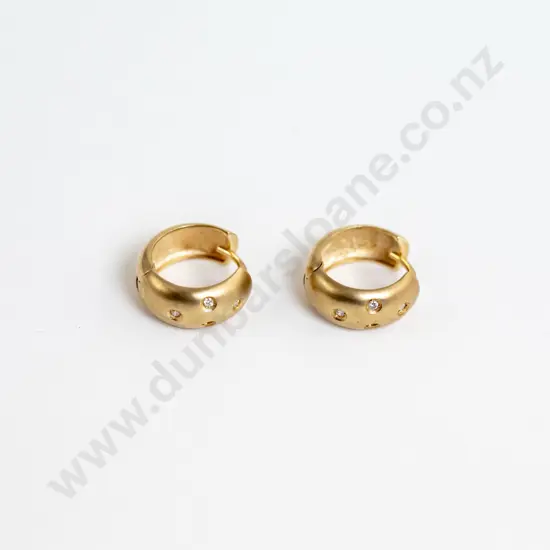 Pair 9ct Diamond Hoop Earrings