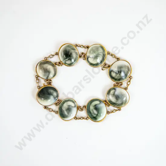 NZ Colonial 9ct Mounted Cats Eye Bracelet